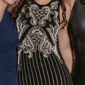 Windsor Pearl Embellished Black Mermaid Dress